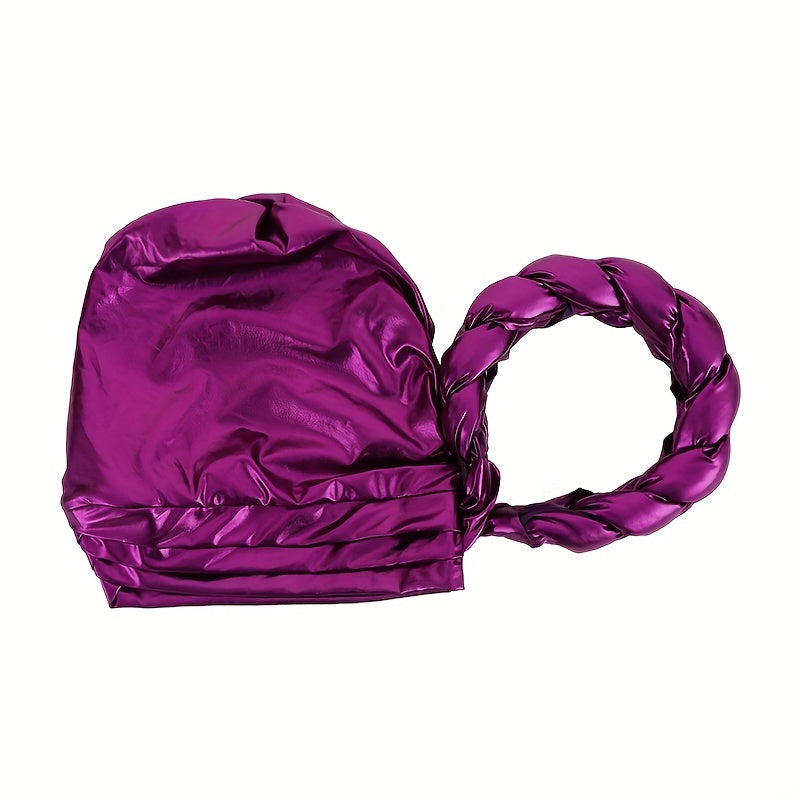 Purple Turban Cap Hot Stamping Braided Hijab Hat