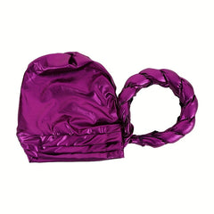 Purple Turban Cap Hot Stamping Braided Hijab Hat