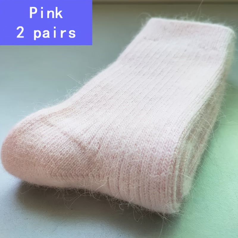 2 Pairs Fuzzy Socks Warm & Cozy Mid Tube Stockings