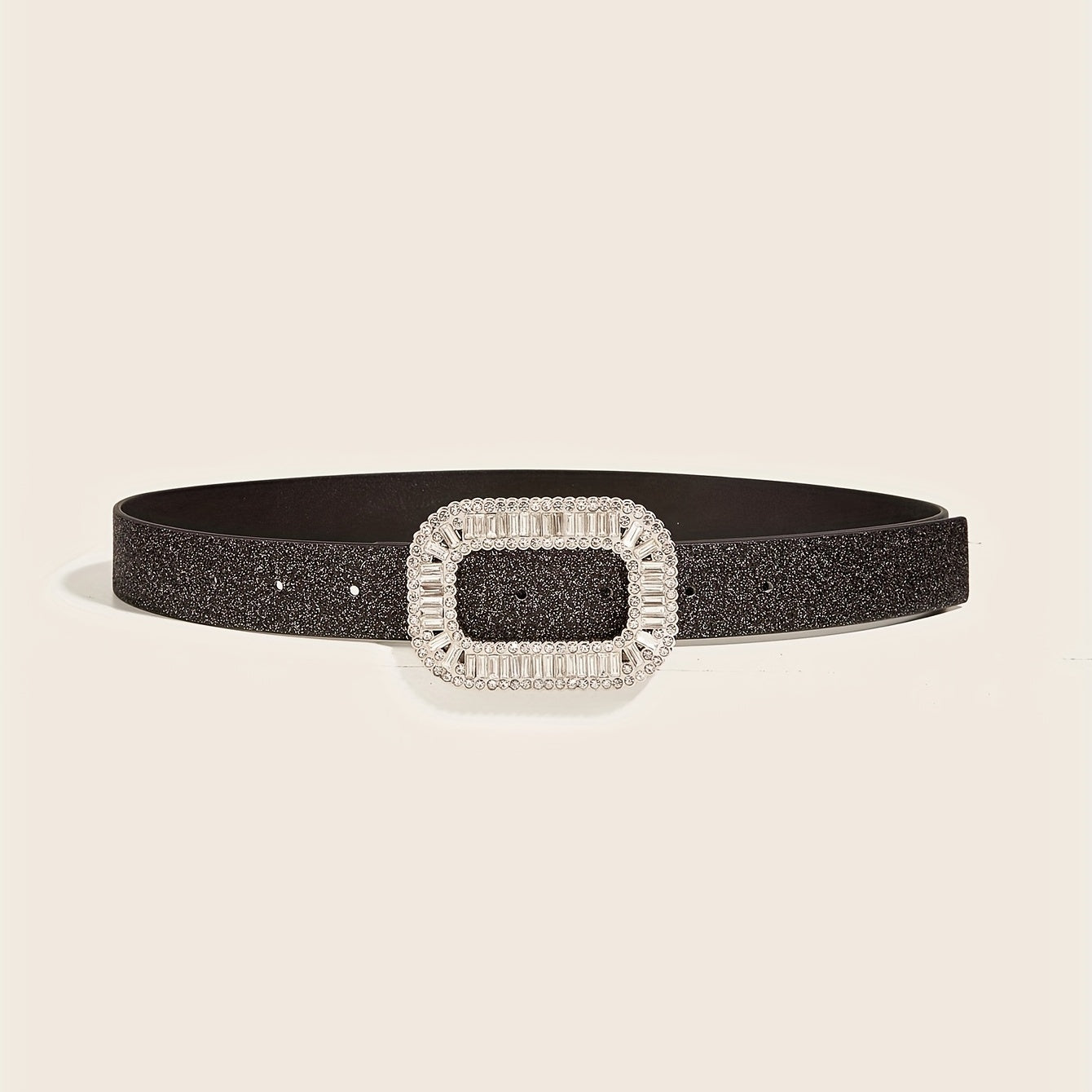 Sparkly PU Belt Hollow Rectangular Buckle Dress Girdle
