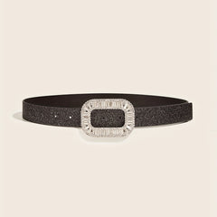 Sparkly PU Belt Hollow Rectangular Buckle Dress Girdle