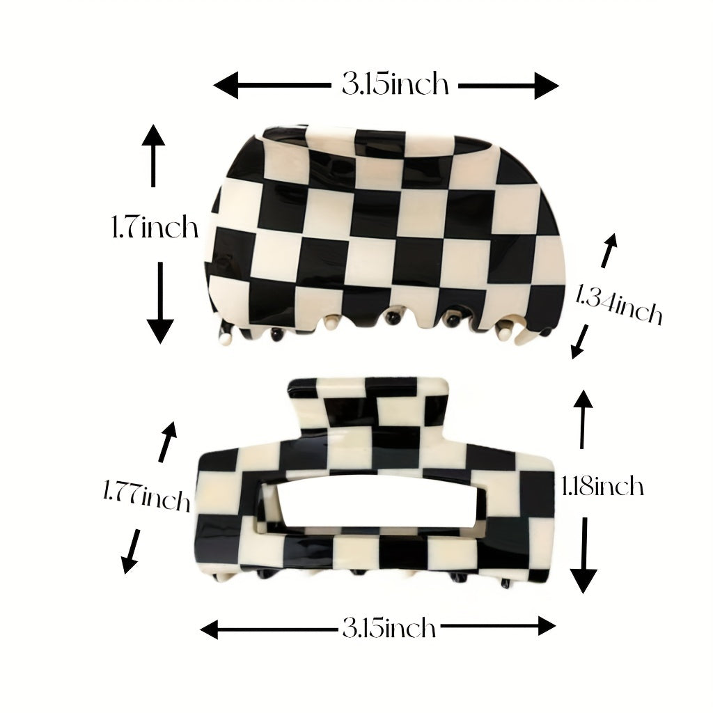 2pcs Plaid Non-slip Grippers 80s Retro Girls Shark Claw Classic