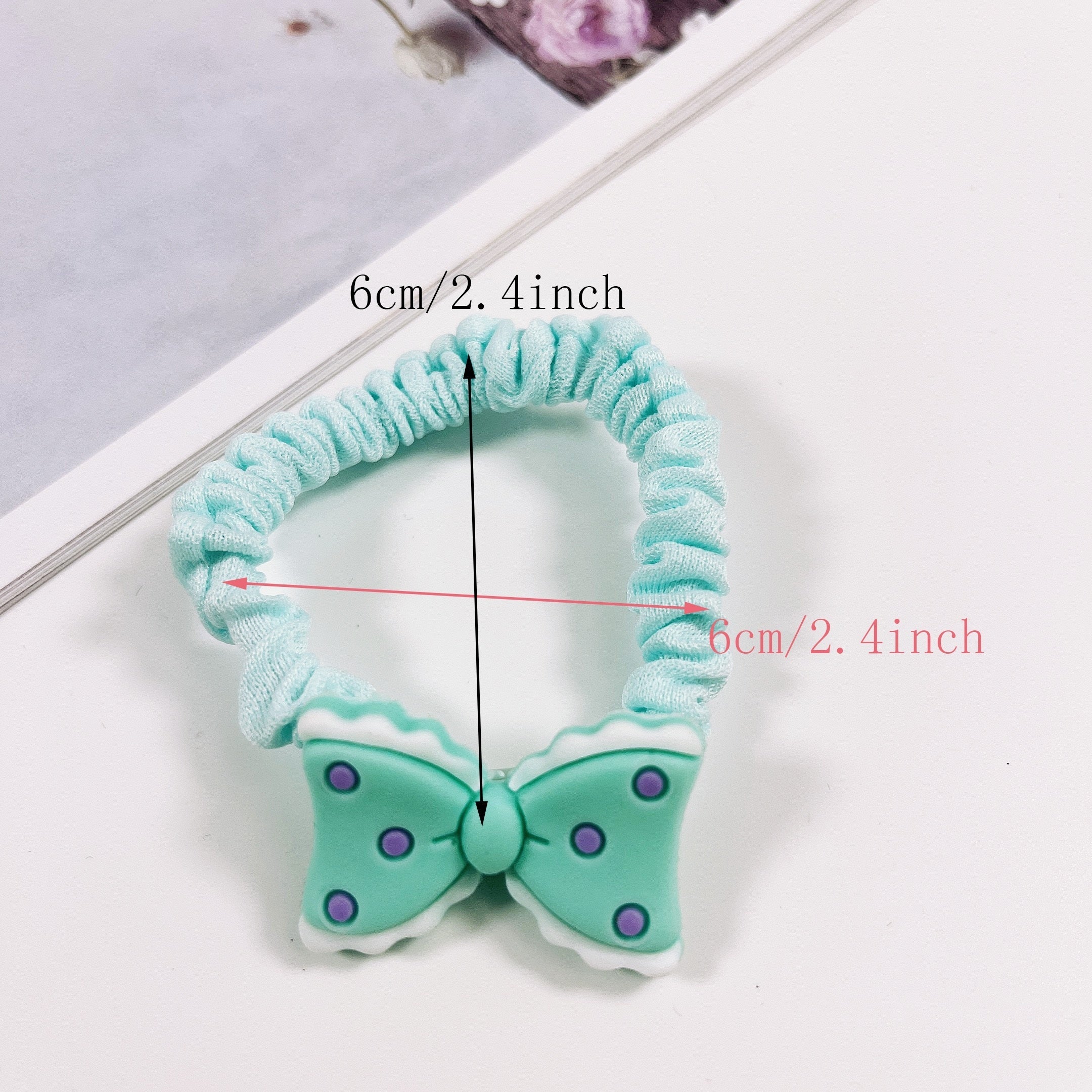 6pcs Candy Scrunchies Bow Hair Tie for Girls
