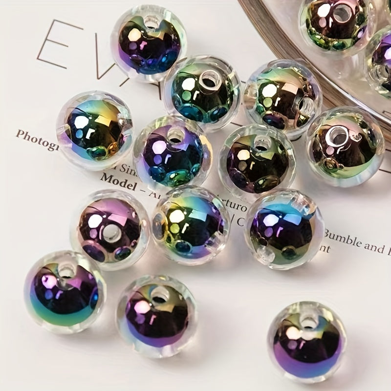 16pcs 14mm Acrylic Plated Beads DIY Mobile Phone Key Chain Bag Beade