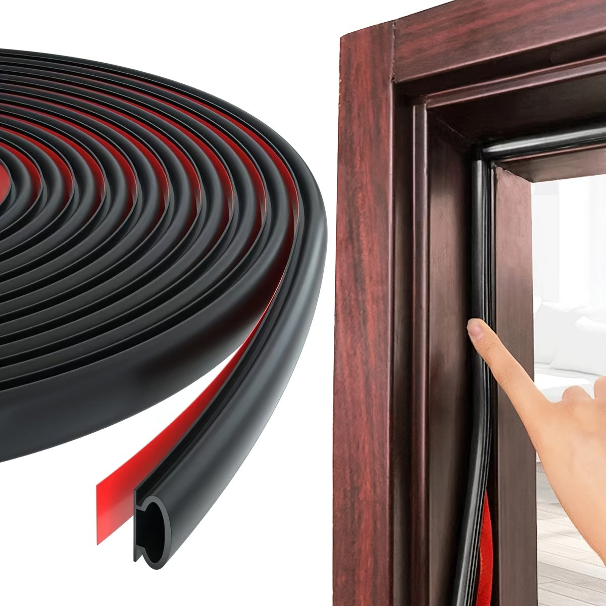 1pc Silicone Rubber Sealing Strip Door Window Weather Stripping Self-adhesive