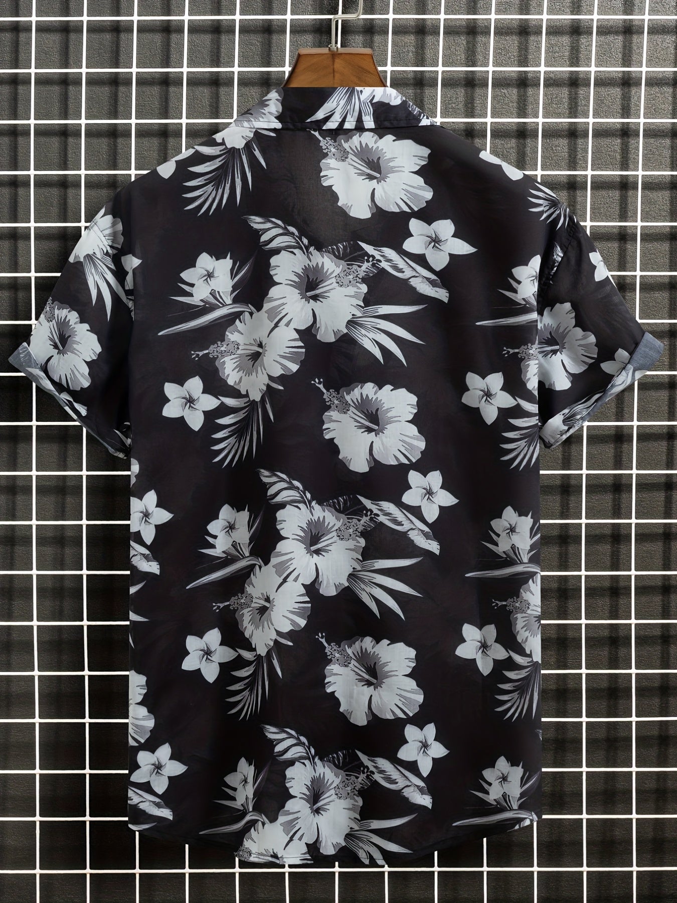 Men's Flower Print Casual Shirt Short Sleeve