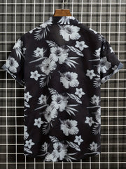 Men's Flower Print Casual Shirt Short Sleeve