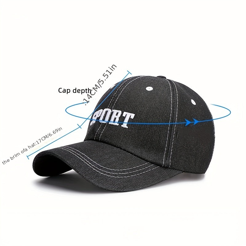 Denim Baseball Cap Solid Adjustable Leisure Cap Plain Curved Sun Visor Hat