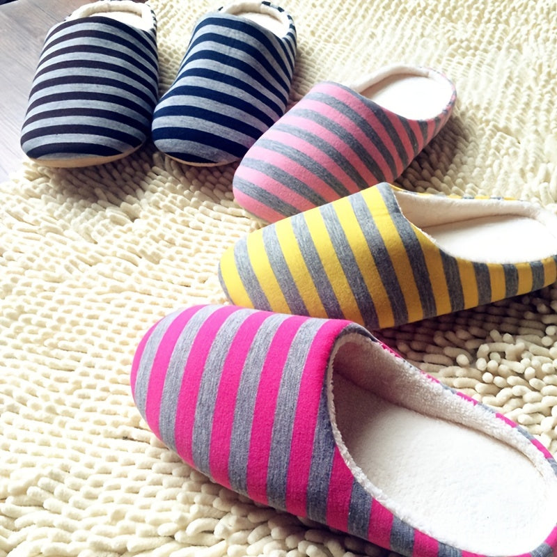 Men's Cozy Striped House Slippers for Winter