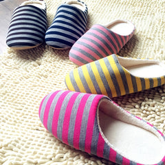 Men's Cozy Striped House Slippers for Winter