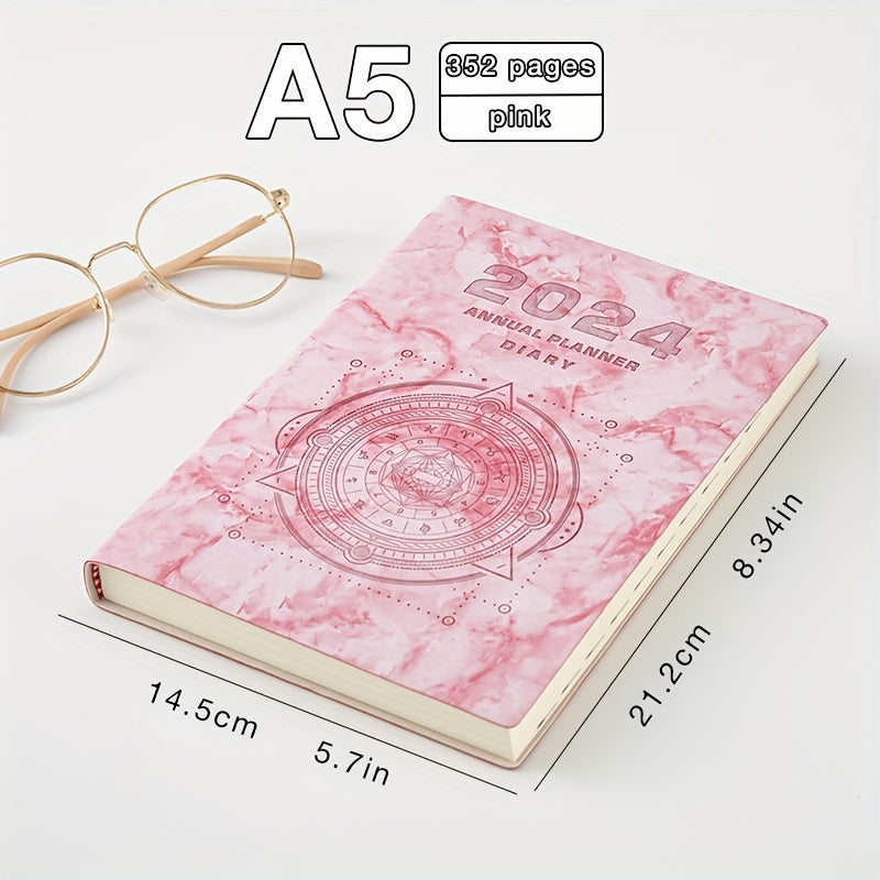 Daily Planner Notebook 352 Pages Hardcover Faux Leather