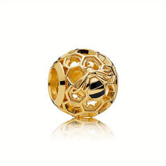 1pc Golden Beads Bee Honeycomb Crown Charm Diy Loose Beads