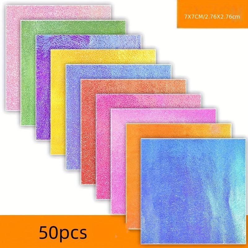 50pcs Pearlescent Shining Folding Origami Glitter Decorative Paper