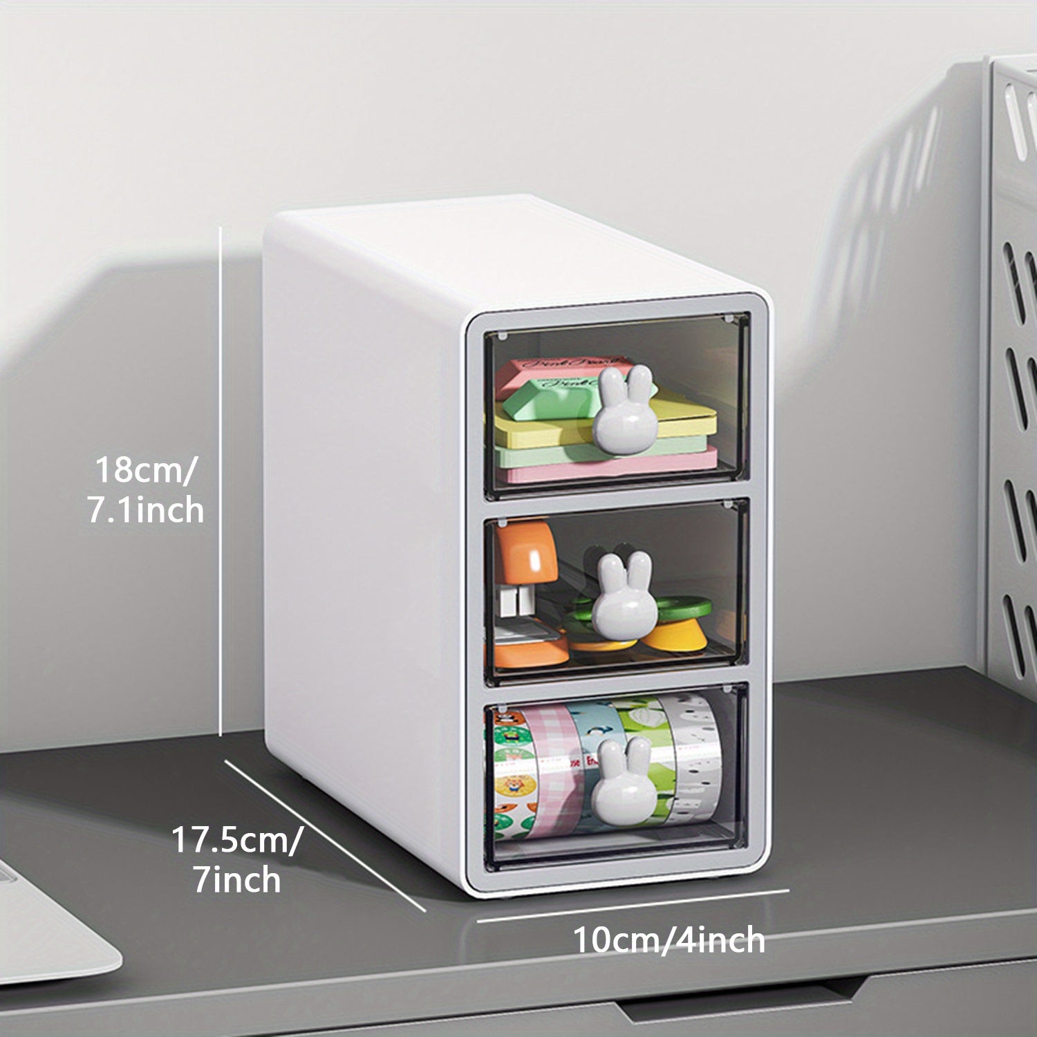 Three Layer Storage Box Office Utensils Transparent Drawer Storage Desk