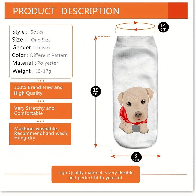 3D Dog Pattern Socks Women's Low Cut Stockings