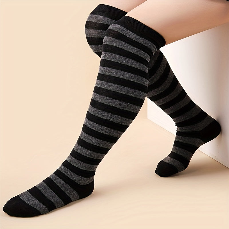 Striped Thigh High Socks Over The Knee Women's Stockings