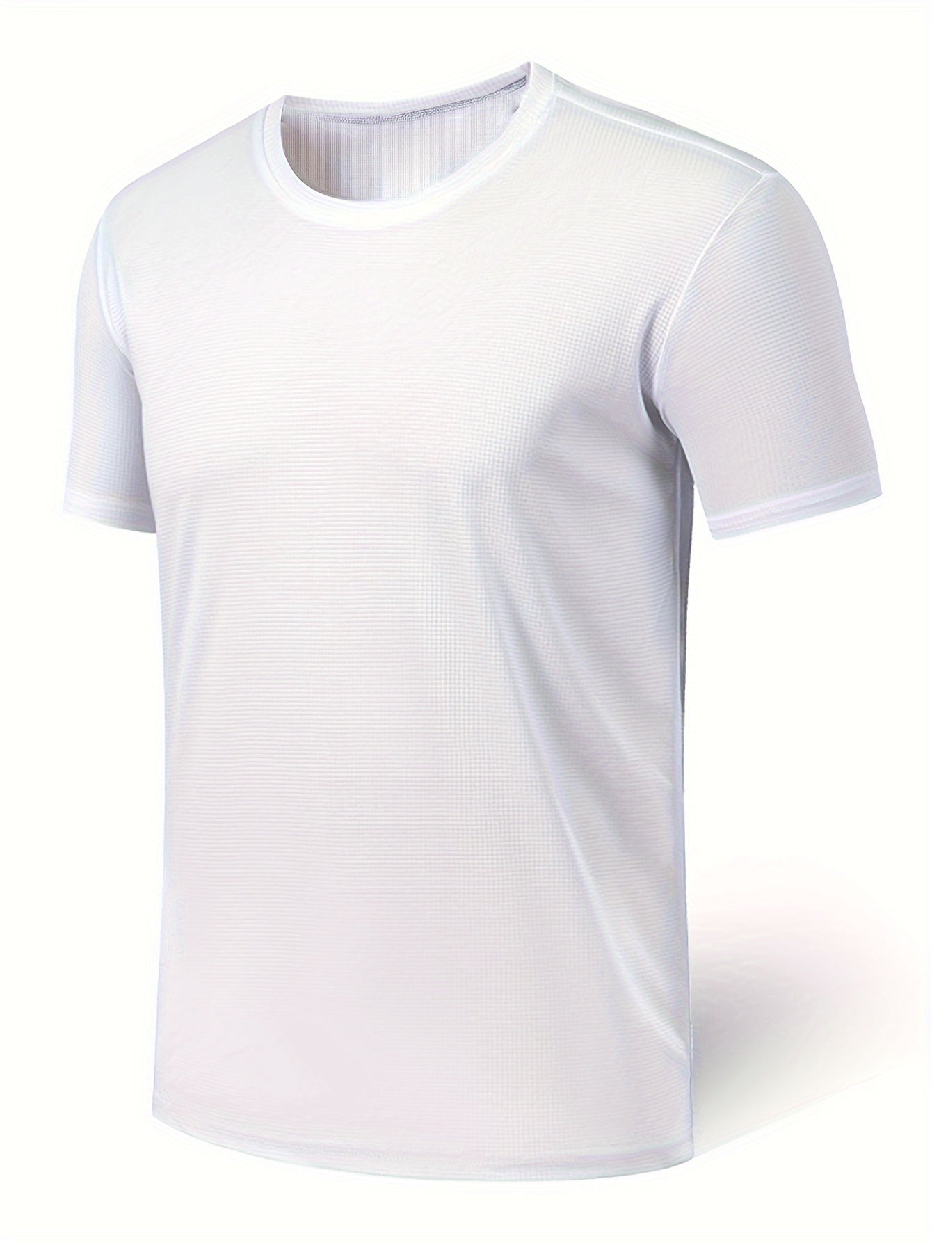 Men's Solid Short Sleeve T shirt Active Comfy High Stretch Crew Neck Tee