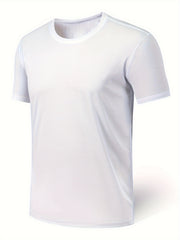 Men's Solid Short Sleeve T shirt Active Comfy High Stretch Crew Neck Tee