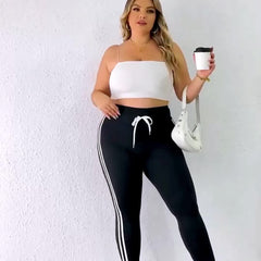  Sports Leggings Women's Plus Stripe Print Yoga Leggings