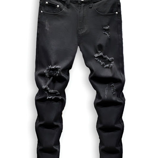 Ripped Jeans Men Casual Street Style Distressed Stretch Denim Pants