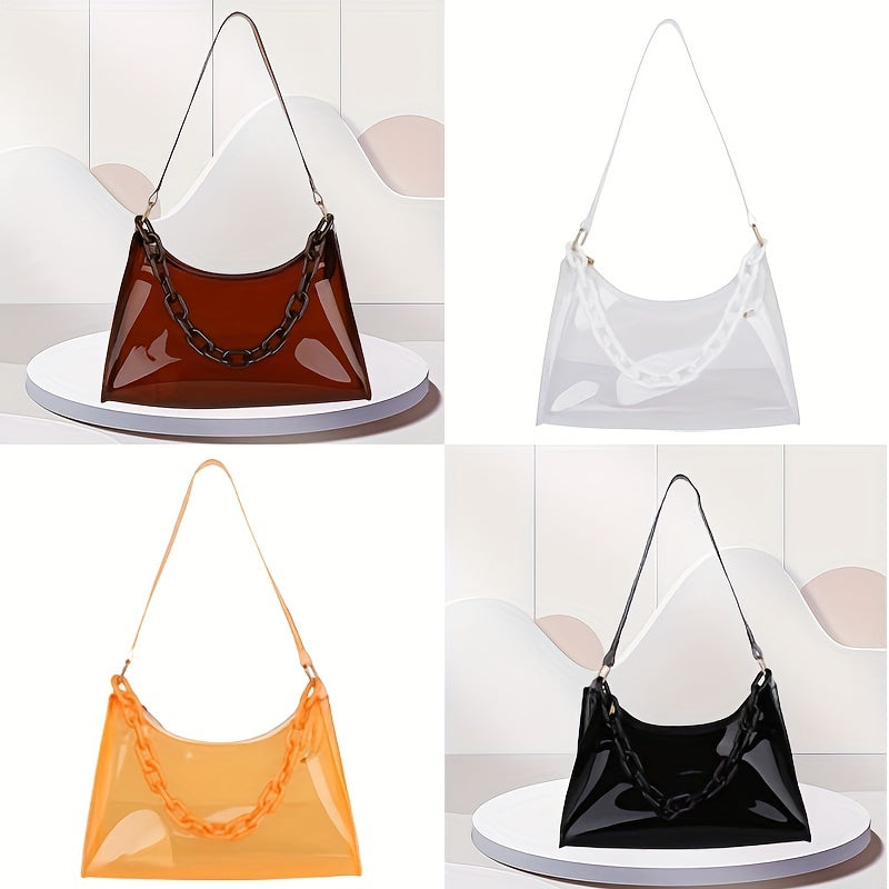 Transparent Underarm Bag Chain Zipper Waterproof Music Shoulder Purse