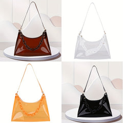 Transparent Underarm Bag Chain Zipper Waterproof Music Shoulder Purse