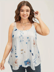  Floral Print Split Strap Tank Top