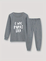 Kid's Cozy Pajamas 2pcs Long Sleeve Top & Solid Pants Set