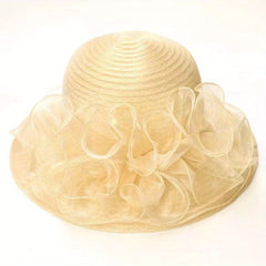 Sunscreen Organza Bucket Hat Flower Decor Lace Derby Hat