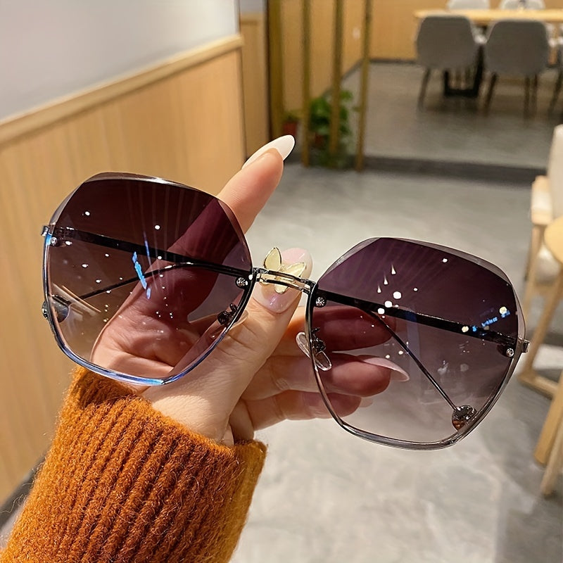 Gradient Frameless Sunglasses - Stylish Metal Sunshade Eyewear