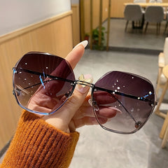 Gradient Frameless Sunglasses - Stylish Metal Sunshade Eyewear