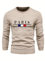 Men's Knitted Sweater Classic PARIS Pattern Crew Neck