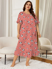  Panda & Star Print Round Neck Sleep Dress