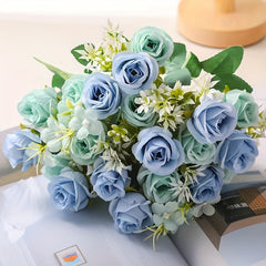 10 Forks Artificial Rose Flowers Real Touch Arrangement Home Room Wedding Decor