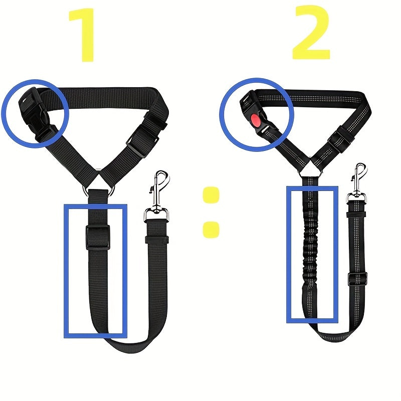 2 In 1 Pet Car Seat Belt Nylon Lead Leash Backseat Safety Belt Adjustable