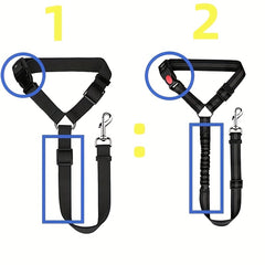 2 In 1 Pet Car Seat Belt Nylon Lead Leash Backseat Safety Belt Adjustable