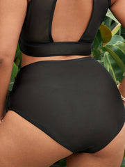  Solid Ruched High Waisted Swimwear Panty