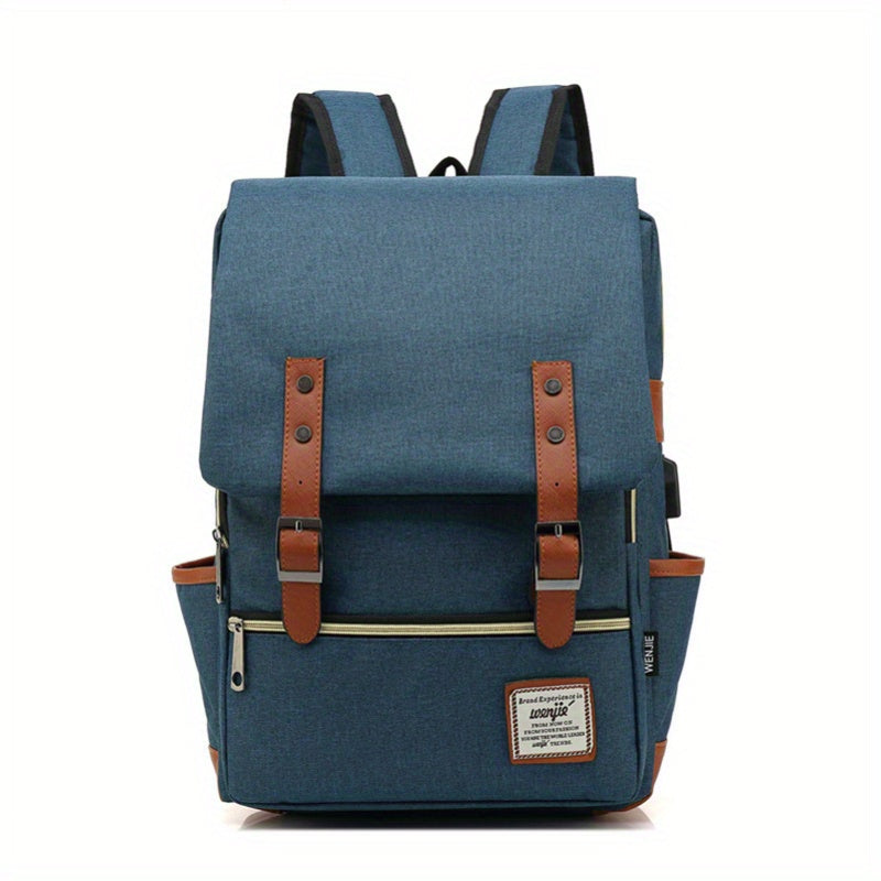 Vintage Canvas Flap Laptop Backpack Buckle Schoolbag Travel Daypack