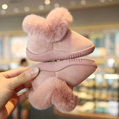 Girls' Furry Winter Boots Slip On Warm Plush Fleece Lining Durable PVC Sole