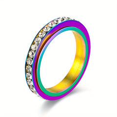Men's Faux Diamond Ring - Stylish Silver Tone Band