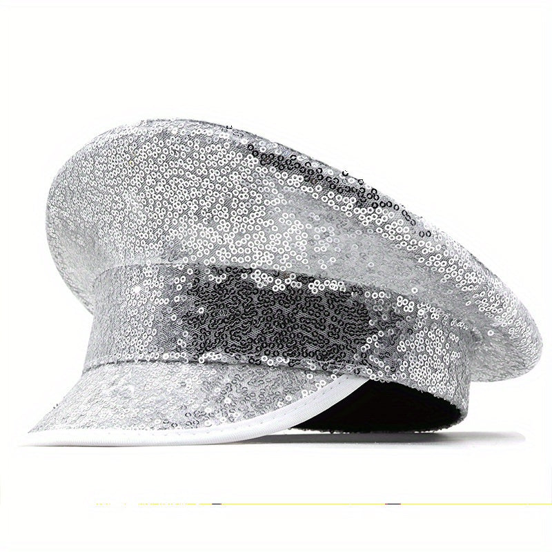Glitter Bride Hat Full Sequin Decor Sparkly Bridal Women Captain Hat