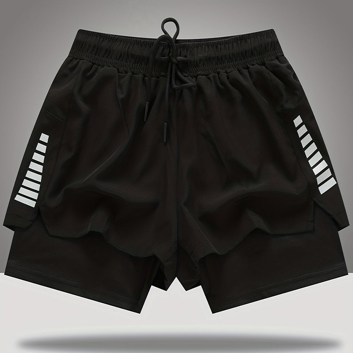 Double Layer Sports Shorts With Side Zipper Pocket