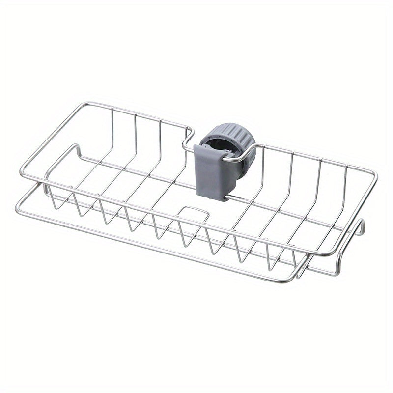 Kitchen Stainless Steel Faucet Rack with Hanging Basket