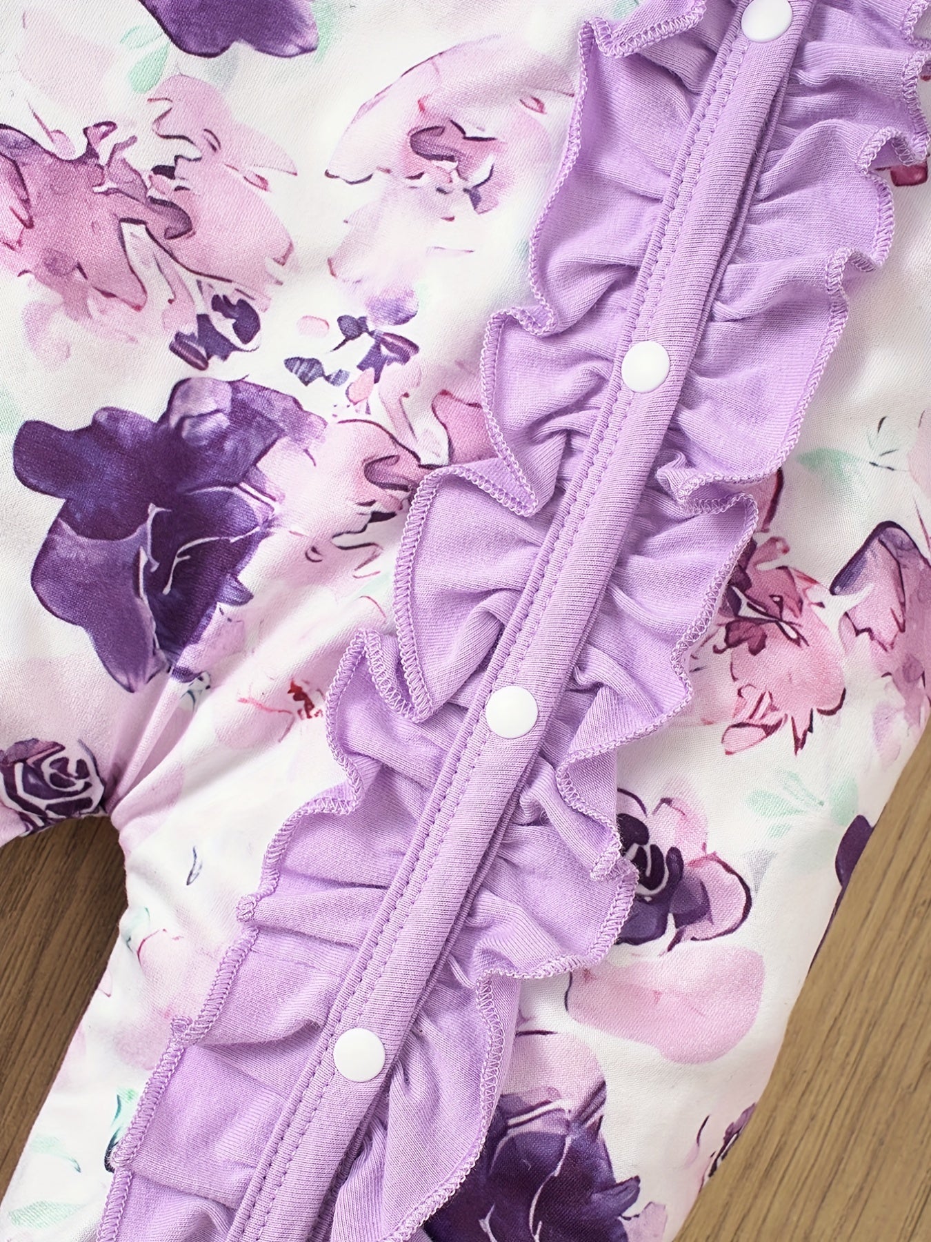 Floral Ruffled Baby Jumpsuit Bandana Set
