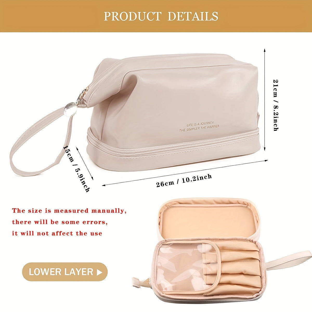 Double Layer Cosmetics Storage Bag Waterproof Makeup Pouch