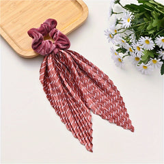 Vintage Pleated Scrunchies Hair Tie Velvet Hair Rope Striped Hair Accessories