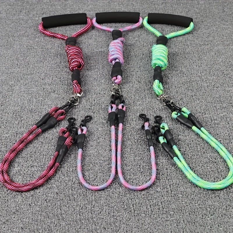Wave Pattern Dual Dog Leash for Walking Two Dogs