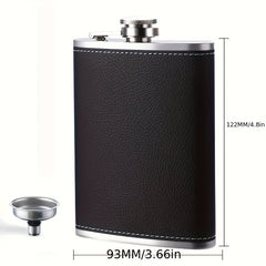 Stainless Steel Wine Jug Curved Leather Water Bottle for Camping