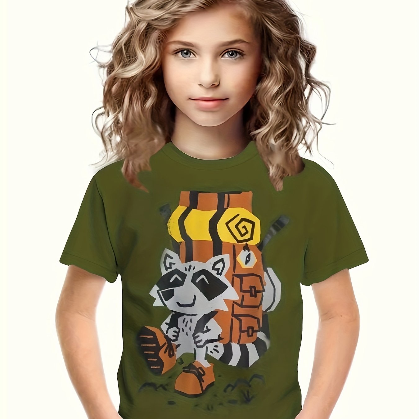 Raccoon 3D Print Short Sleeve T-shirt for Boys Girls