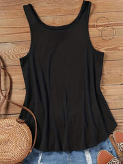 Dual Straps Cami Top Sleeveless Casual Crew Neck Summer